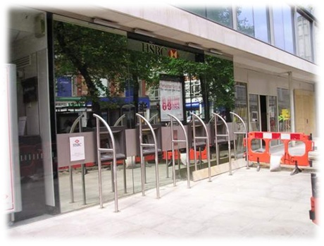 Bank of ATMs with security improvements